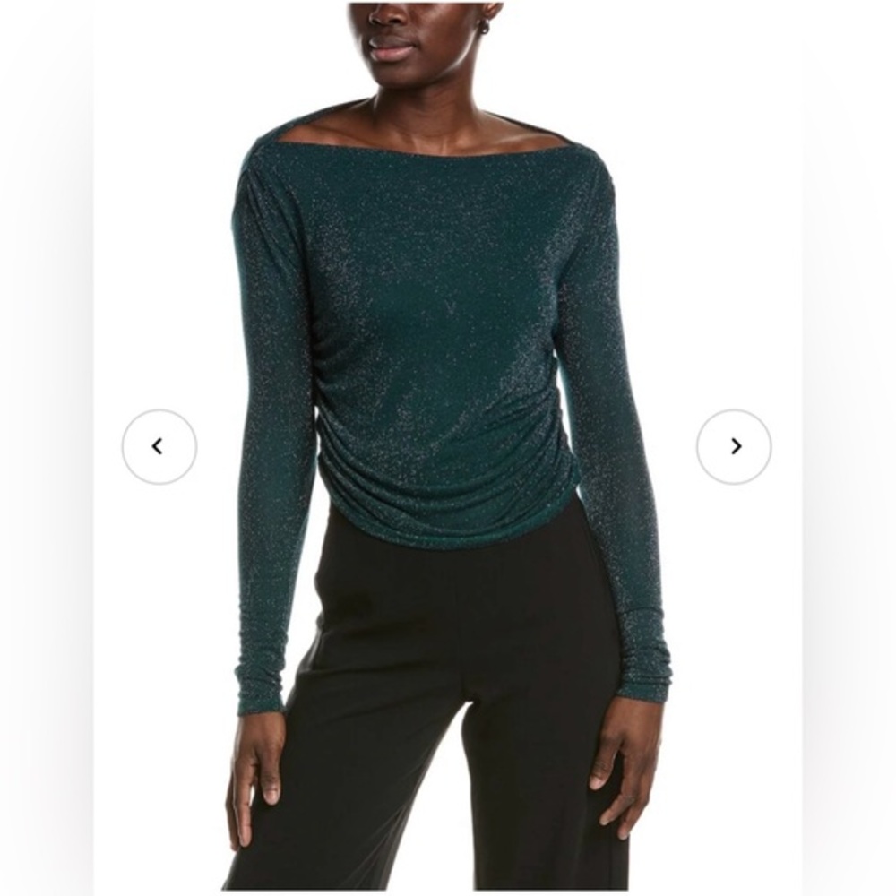 NWT Project Social T Shimmering Midnight Green Long Sleeve Top Size M